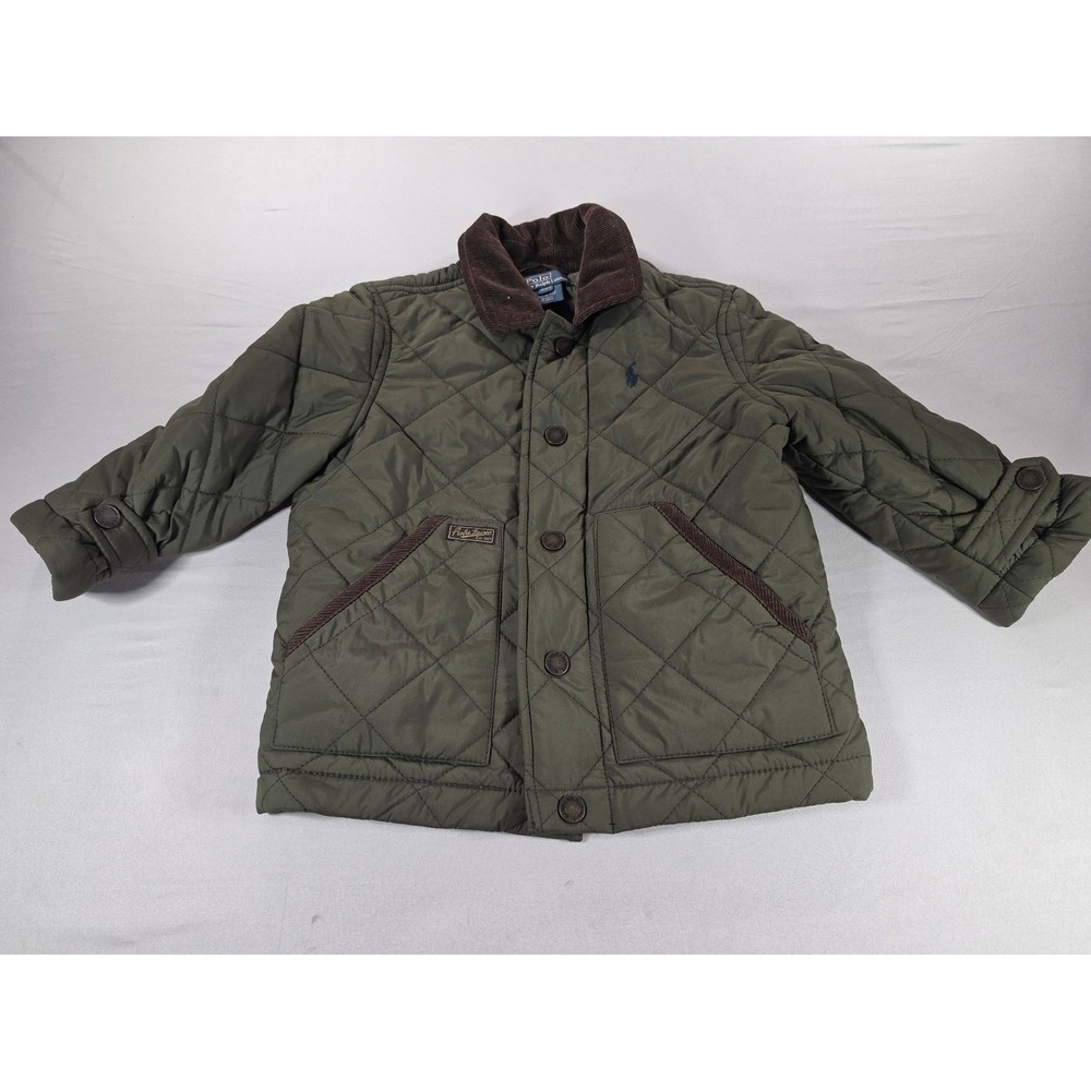 Polo Ralph Lauren Kids Olive Green Quilted Barn Jacket Corduroy Trim 2T
